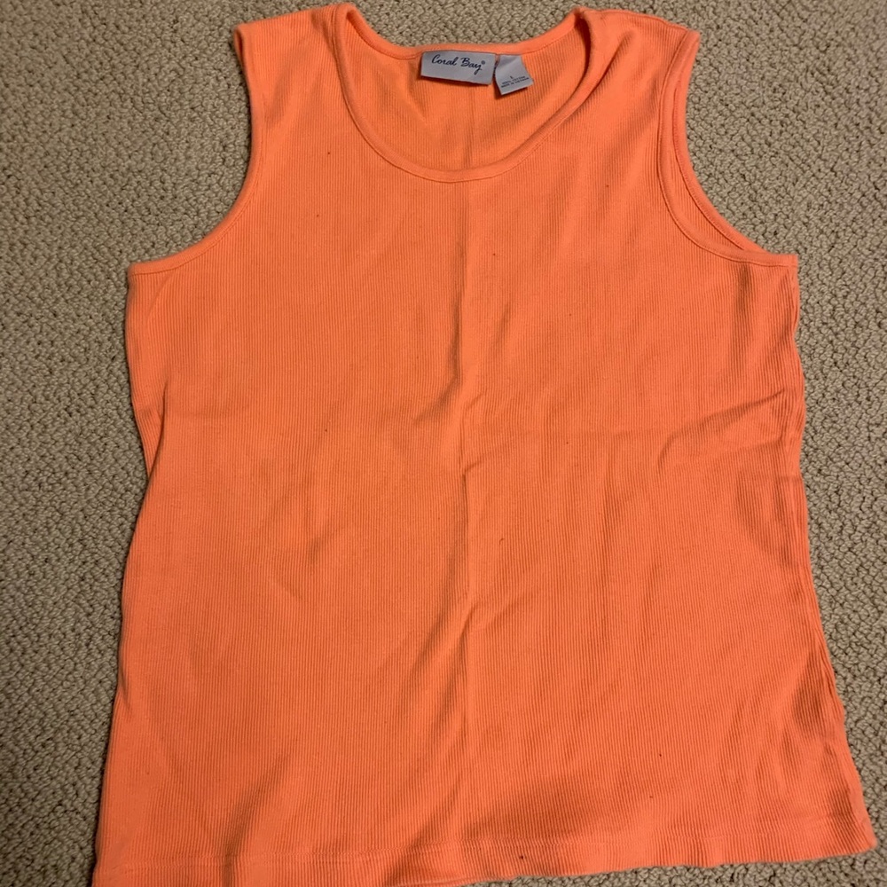 Large orange knit tank top